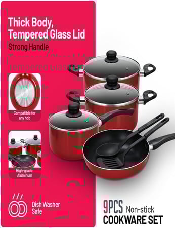 طقم قدور ألمنيوم غير لاصق 9 قطع