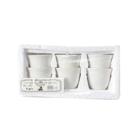 طقم فناجين قهوة سيراميك ابيض ساده 6 قطعة