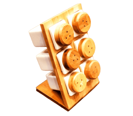 طقم ملاحات سيراميك بقاعدة خشب