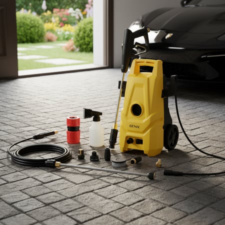 مضخة غسيل السيارات والمنزل الاحترافية من DENX - قوة 1600 واط وضغط 100 بار - موديل DX3326