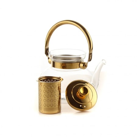 ابريق شاي زجاجي مذهب 1000 ملي