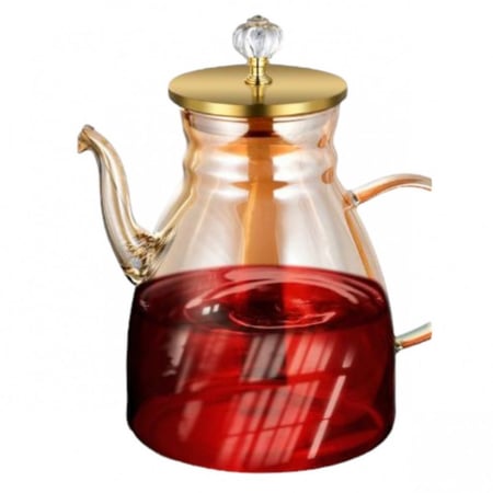 براد شاي زجاج ذهبي 1000 مل