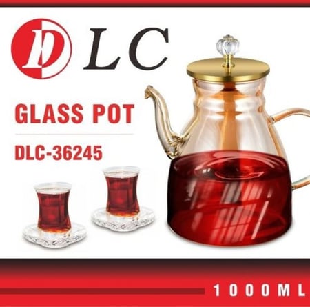 براد شاي زجاج ذهبي 1000 مل