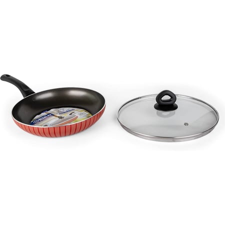 بيستر طاوة مقلاة مع غطاء زجاجي مقاس 26 سم