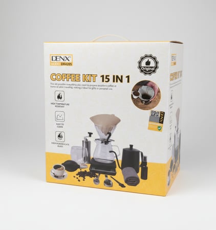 حقيبة أدوات القهوة المقطرة V60 من DENX (موديل DX4205) - 15 قطعة احترافية
