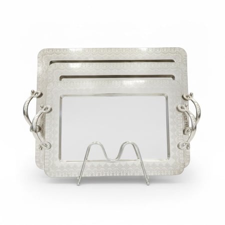 طقم طوفريات (صواني تقديم) ملكي - 3 قطع بنقشة كلاسيكية فاخرة استيل فضي