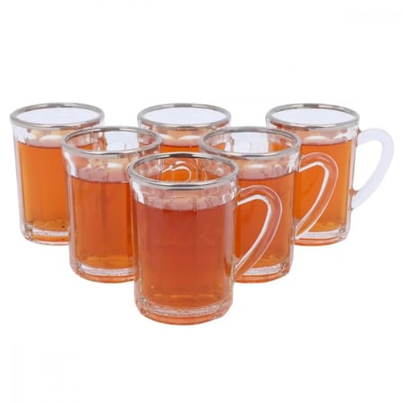 بيالات السيف مظلع زجاج خط فضي طقم 6 قطع