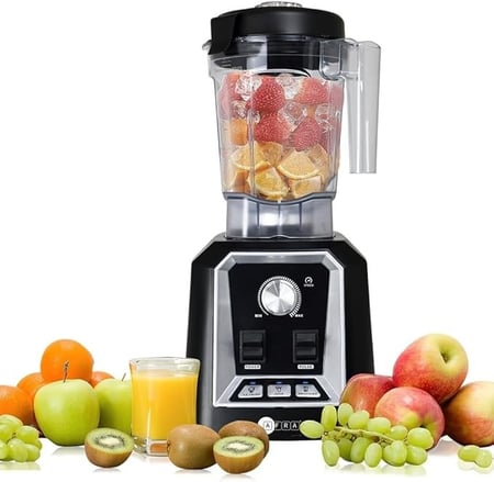 افرا خلاط احترافي، 1600 واط ، 6 قطع من شفرات اس يو اس، برطمان 2 لتر غير قابل للكسر، طحن جاف + طحن رطب، حماية من التحميل الزائد