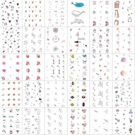 30 قطعة - مجموعة من التاتو الملون المؤقت