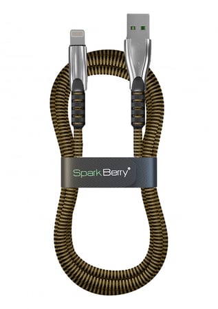 كيبل سبارك بيري قماش ايفون معتمد من ابل بطول 1.2متر 2.4 امبير