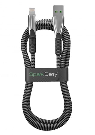 كيبل سبارك بيري قماش ايفون معتمد من ابل بطول 1.2متر 2.4 امبير