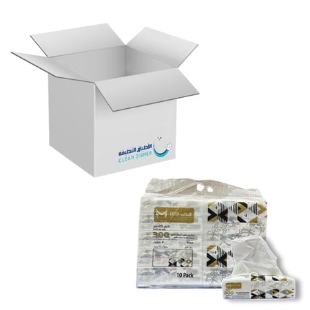 80 علبة مناديل وجه هدب  | 300 منديل × 10 علب × 8 شدات | 4 طبقات متين ناعم واقتصادي
