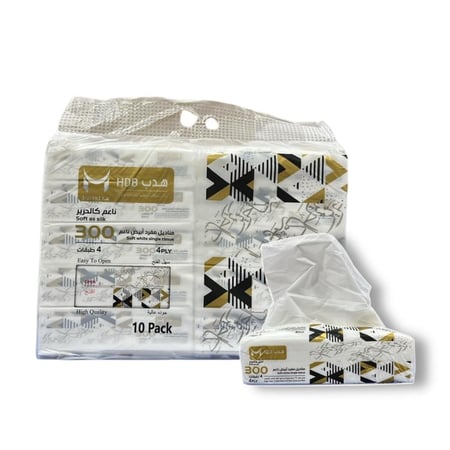 10 علب منديل وجه هدب | 300 منديل | 4 طبقات متين ناعم واقتصادي