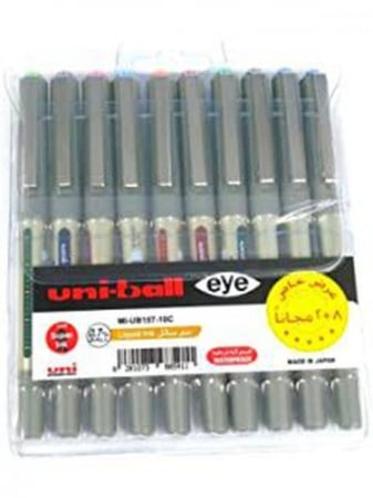 قلم يوني بول 157 طقم 10 لون