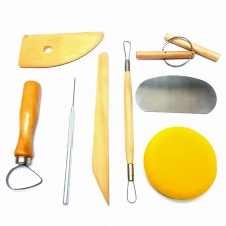 طقم أدوات نحت الفخار مع اسفنجة