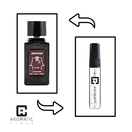 عينه مستخرجة من العطر نفسه بحيث تستطيع تجربة اداء العطر قبل شراءها