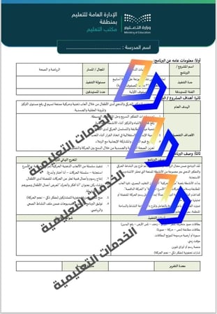 تقرير برنامج الرياضات الذهنية ( رياض الأطفال والصفوف الأولية)