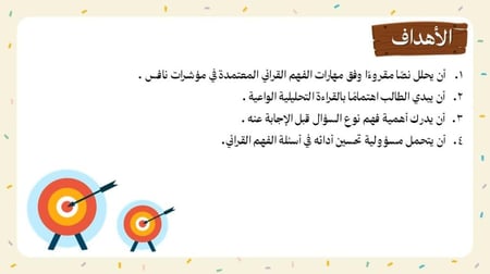 درس  للتدريب على اختبار نافس في مجال القراءة للصف الثالث ابتدائي - عنوان النص العمل عبادة