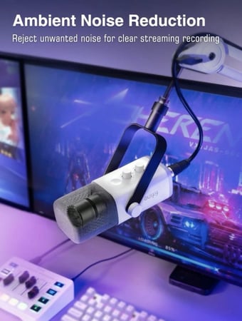 ميكروفون FIFINE اصدار AM8 ديناميكي اضاءة RGB يدعم خاصية التحكم بالصوت وخاصية الميوت بلمسه بمنفذ USB/XLR