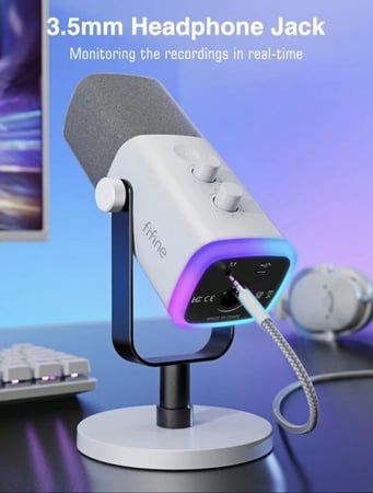 ميكروفون FIFINE اصدار AM8 ديناميكي اضاءة RGB يدعم خاصية التحكم بالصوت وخاصية الميوت بلمسه بمنفذ USB/XLR
