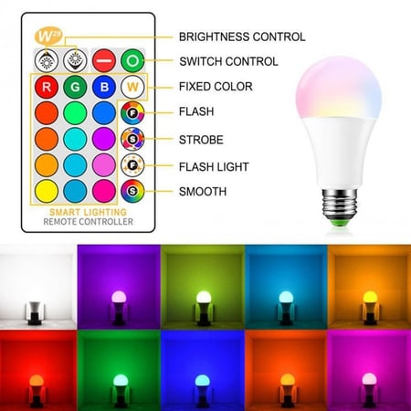 مصباح LED أبيض ملون قابل للتغيير مع التحكم عن بعد وظيفة ذاكرة