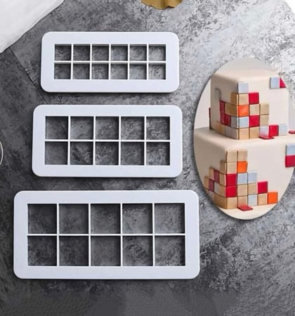 قطاعة عجين السكر مربع / قطاعات تزيين / قطاعه اشكال ( 3 قطع احجام مختلفه )