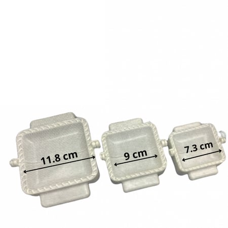 قوالب معجنات مربع / قالب سمبوسه بف مربع / قالب سمبوسك الظفيره ( 3 قطع احجام مختلفه )