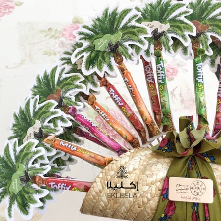 توزيعات باقة النخل مع التعبية ليوم التأسيس ( قطعه واحده )