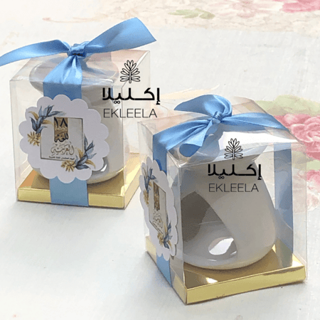 علب توزيعات شفافه مع ميني فواحه حجم صغير مع ثيم اليوم العالمي للغه العربيه ( 12 علبه )