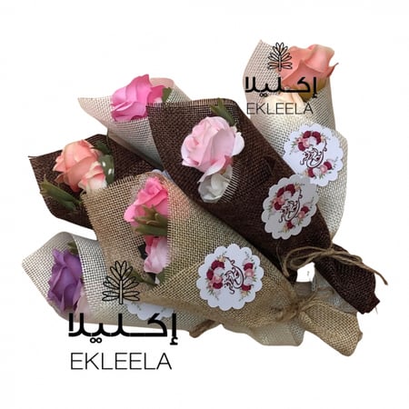 ميني بوكيه ورد صناعي ورد جوري توزيعات ورد ورود هدايا عيد عيديات بوكيها