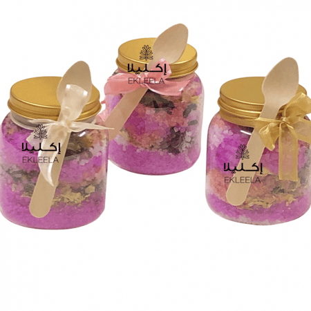 توزيعات ملح الاستحمام باللافندر والورد  ( 12 قطعه )