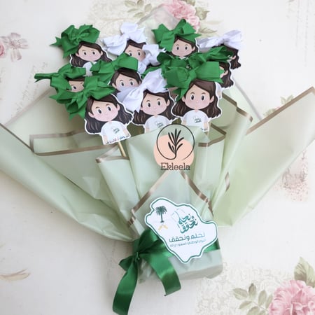 باقة فيونكات شعر لليوم الوطني نحلم ونحقق ( 12 فيونكه )