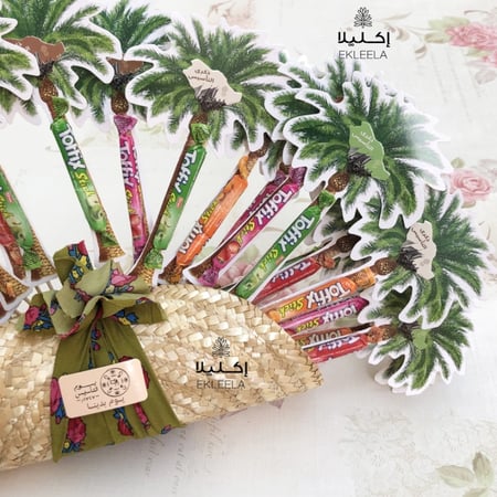 توزيعات باقة النخل مع التعبية ليوم التأسيس ( قطعه واحده )