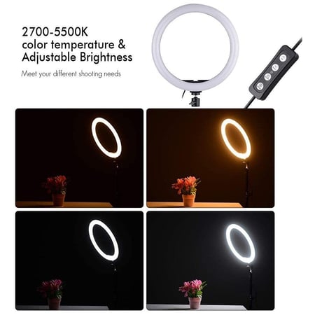 مصباح حلقي مقاس 12 بوصة  مع  حامل