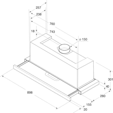 مروحة شفط  90 سم اريستون -  مدمج - بيلت ان صنع في بولندا AH90CLMIX