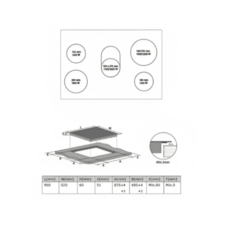 موقد كهربائي ميديا سيراميك 90 سم بيلت ان عدد 9 مستويات حرارة - 5عيون مدمج - بيلت ان صنع في الصين MCHV848