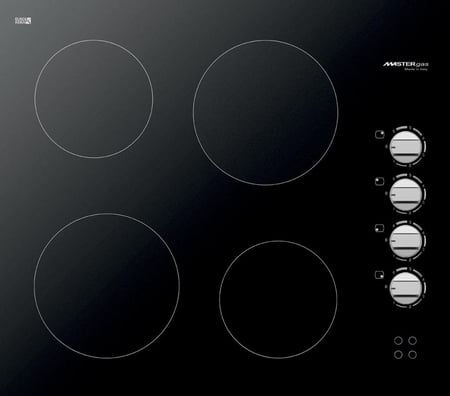 موقد بيلت ان 60 سم ماستر جاز 4 شعلة كهرباء سيراميك - 60 سم 1 شعلة دبل - التحكم بالمفتاح - أمان كامل صنع في ايطاليا H64CFX