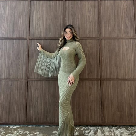 فستان محبوك طويل