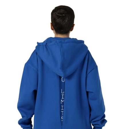 BLUE HOODIE HIGH NECK - هودي ازرق مع رقبة عالية