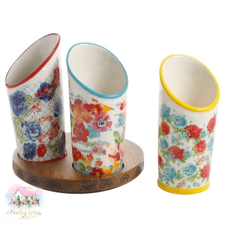 ستاند مورد لأدوات المطبخ بقاعدة قابلة للدوران the pioneer women