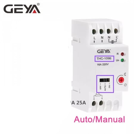 THC-109B 25A مفتاح مؤقت يعمل بمستشعر ضوئي - يثبت بمسار الطبلون