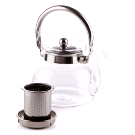 إبريق شاي زجاج حراري بمقبض استيل  بحجم 600 مل