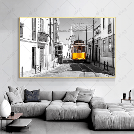 لوحة فنية الترام الأصفر في شوارع لشبونة