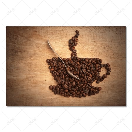 لوحة جدارية حبوب البن على خلفية خشبية