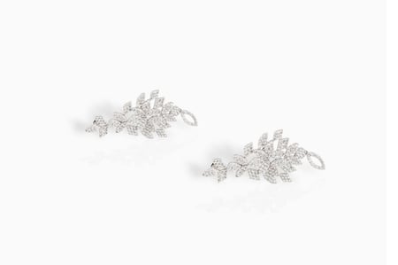 حلق ذهب ابيض كبير تصميم الماس-عيار 18