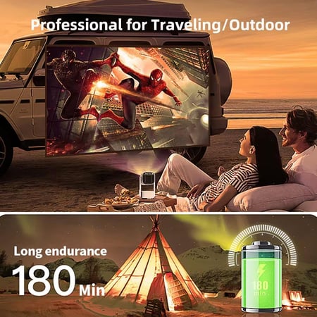 بروجكتر ذكي اندرويد ببطارية وسماعة بدقة 4K