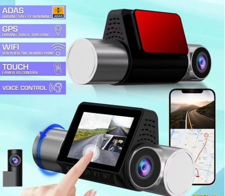 داش كام سيارة ثلاث كاميرات أمامي وخلفيه وداخلية 4K