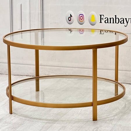 طاولة ضيافة مودرن ذهبي زجاج شفاف