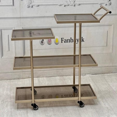 ترولي/ تقديم ٤ دور ذهبي زجاج عسلي