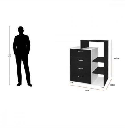 دولاب تنظيم أحذية خشبي لون أسود وأبيض